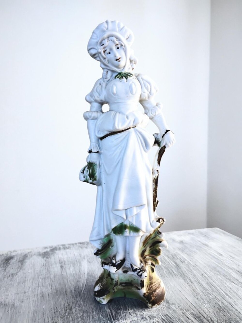 Vintage German woman maid in bonnet bisque porcelain figurine